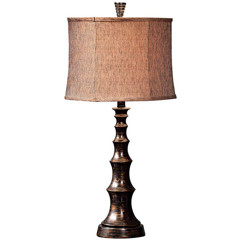 Image 1 Weathered Bronze Tweedy Linen Table Lamp