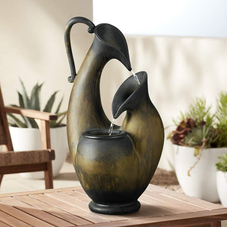 Image 1 Weathered Jug 24" High Outdoor Patio Tabletop Fountain