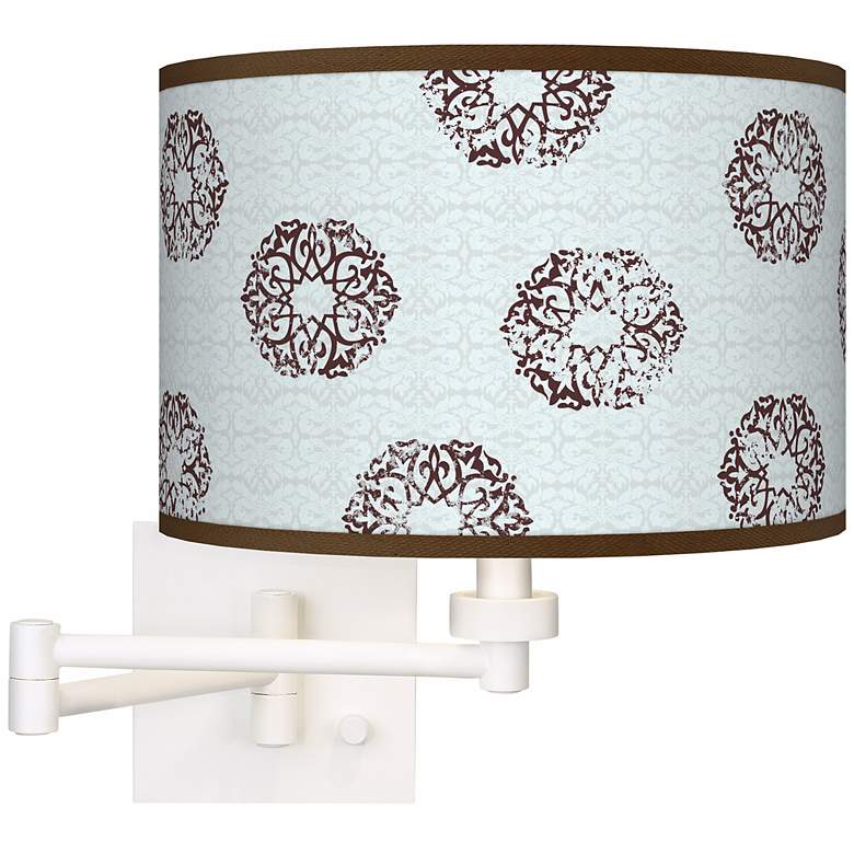 Image 1 Weathered Medallion Giclee White Plug-In Swing Arm Wall Light