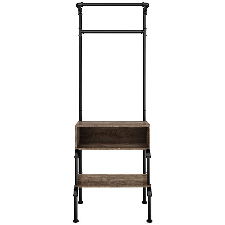 Image 3 Weatley 24 1/4 inch Wide Oak Black 2-Bar Shelf Clothing Rack  more views