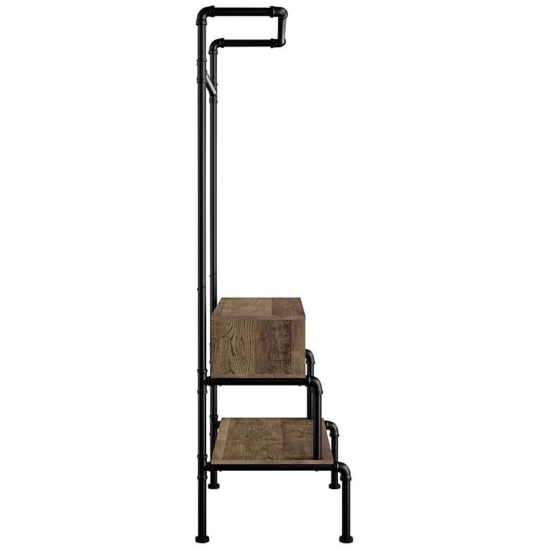 Image 4 Weatley 24 1/4" Wide Oak Black 2-Bar Shelf Clothing Rack more views