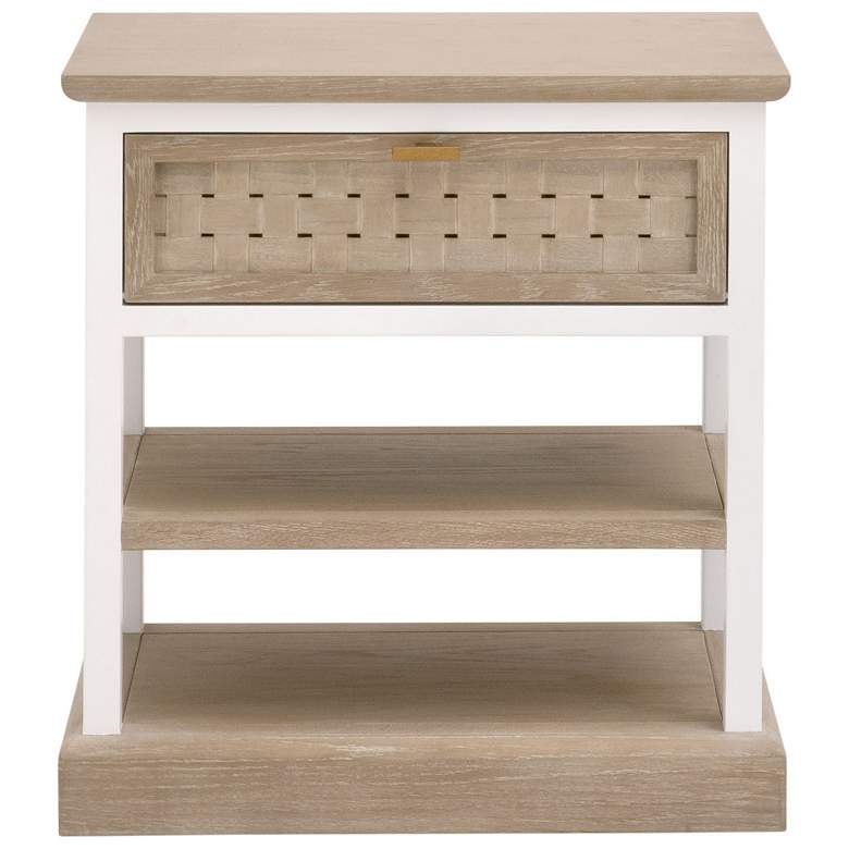 Image 1 Weave 1-Drawer Side Table, Smoke Gray Oak, White Painted Oak