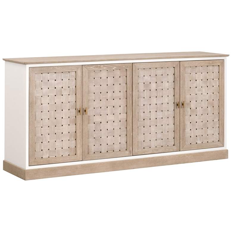 Image 1 Weave 74" Wide Smoke Gray Oak Wood 4-Door Media Sideboard