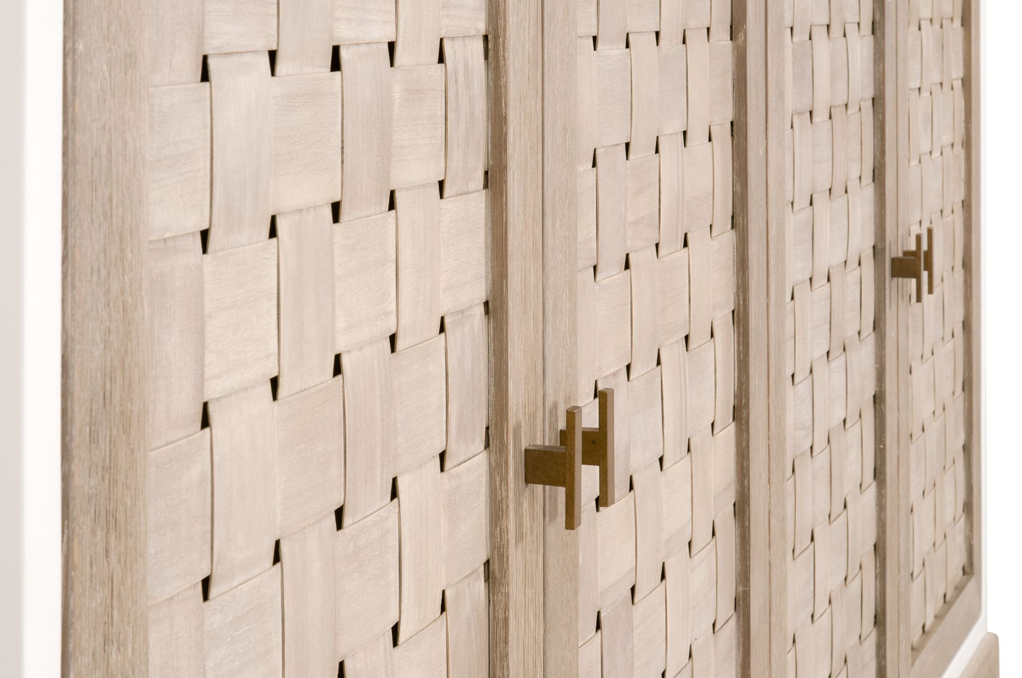 Image 2 Weave 74" Wide Smoke Gray Oak Wood 4-Door Media Sideboard more views