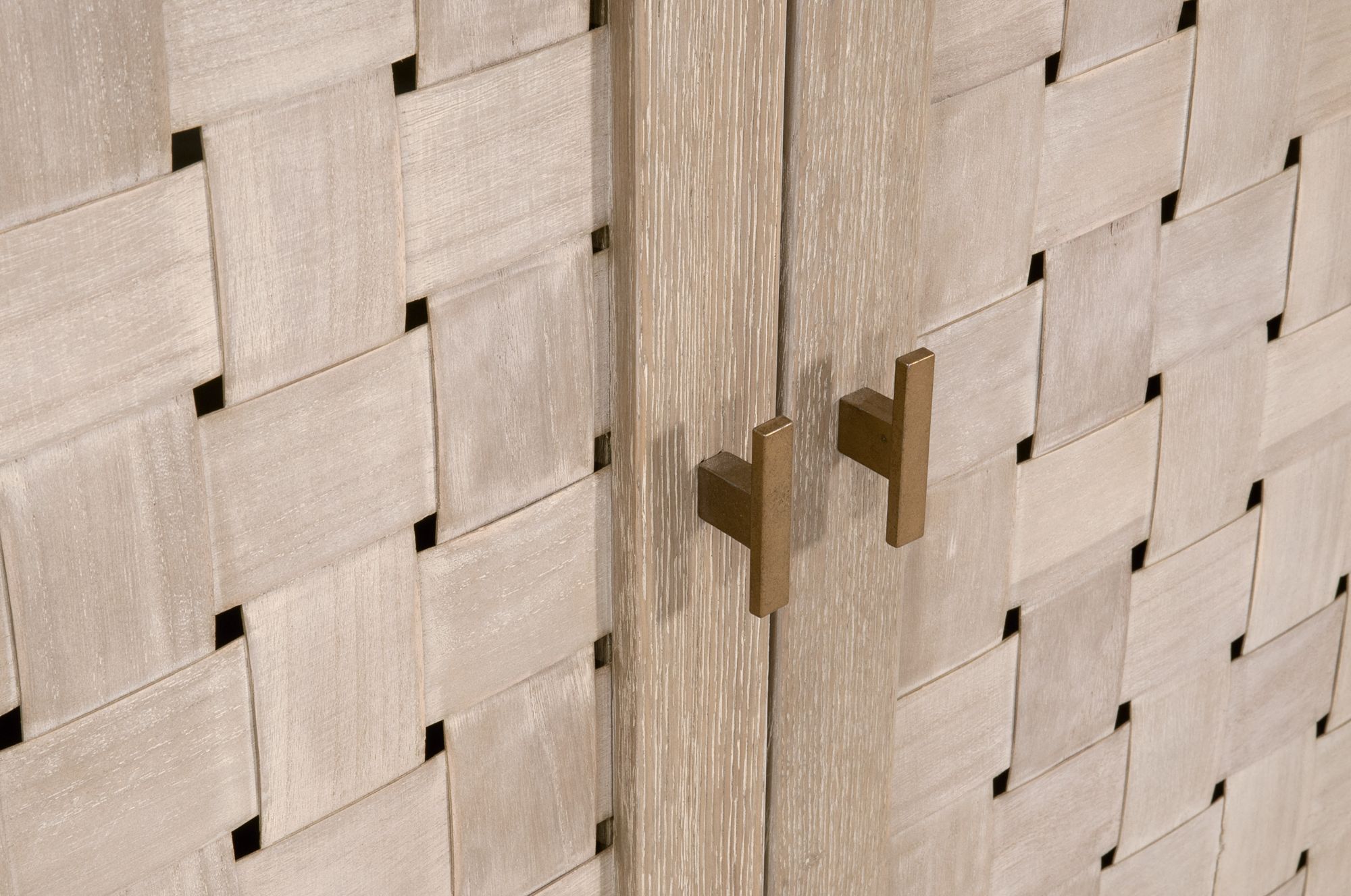 Image 4 Weave 74" Wide Smoke Gray Oak Wood 4-Door Media Sideboard more views