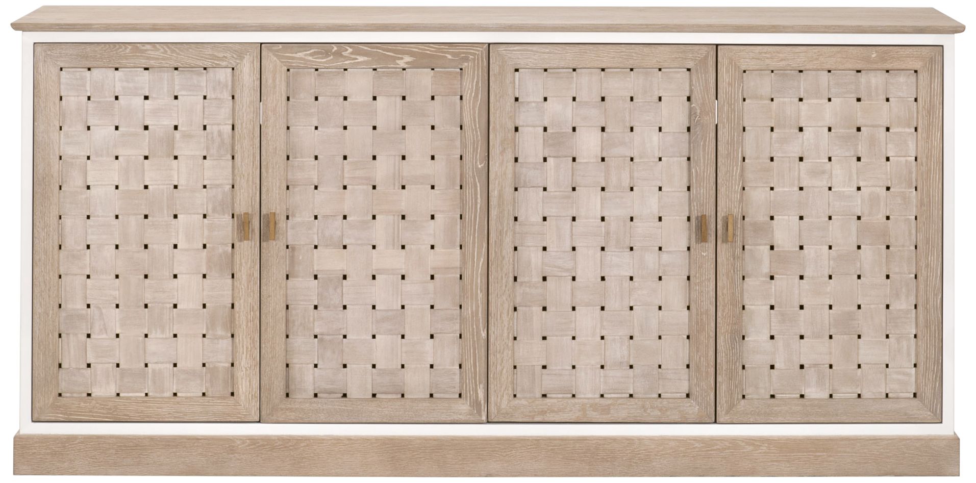 Image 6 Weave 74" Wide Smoke Gray Oak Wood 4-Door Media Sideboard more views