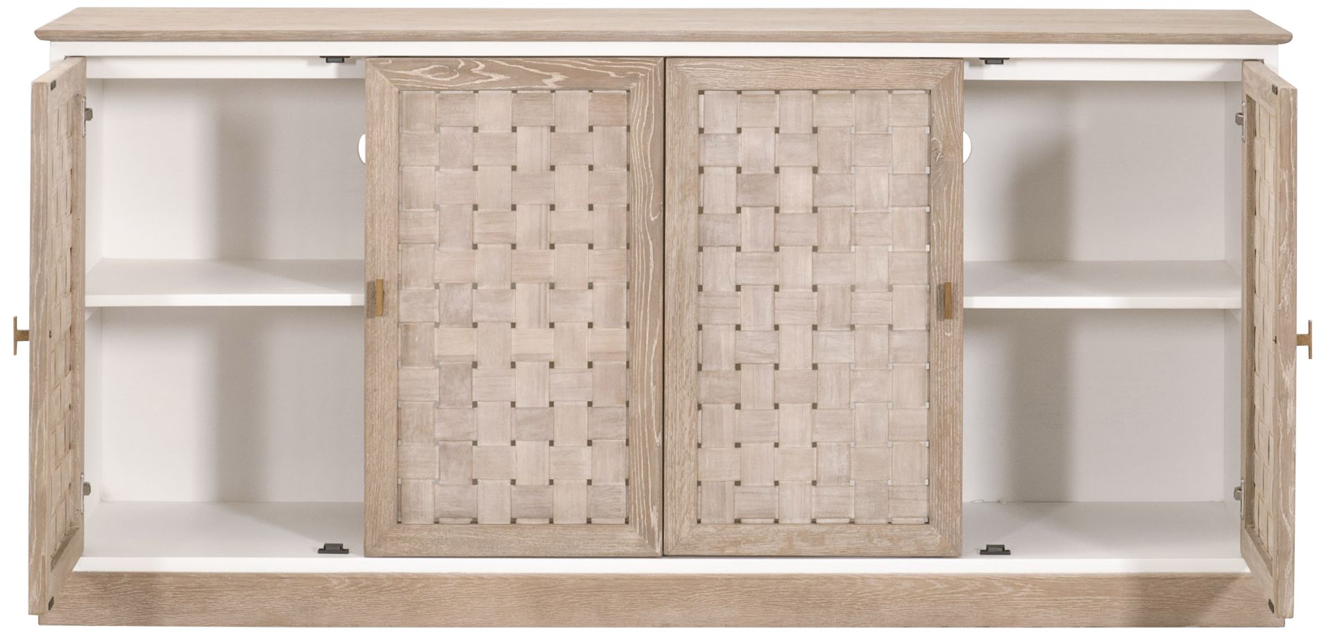 Image 7 Weave 74" Wide Smoke Gray Oak Wood 4-Door Media Sideboard more views