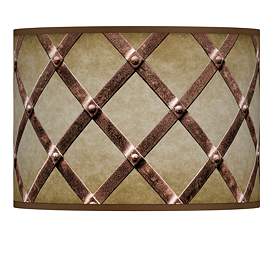 Image1 of Weave Printed Rustic Pattern Giclee Glow Lamp Shade 13.5x13.5x10 (Spider)