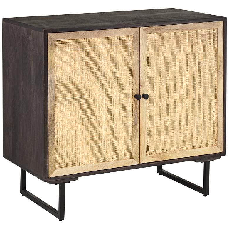 Image 3 Weaved 34" Wide Black 2-Door Accent Chest
