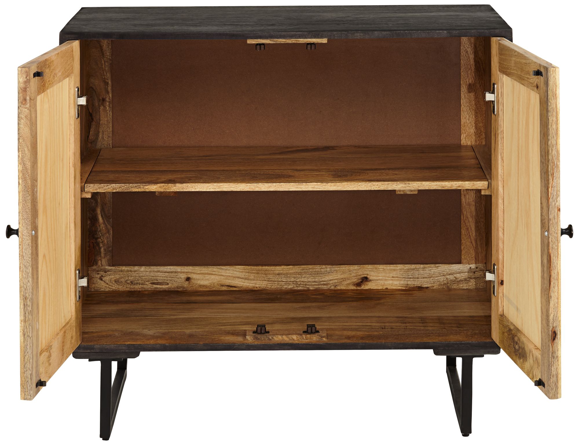 Weaved 34" Wide Black 2-Door Accent Chest in scene