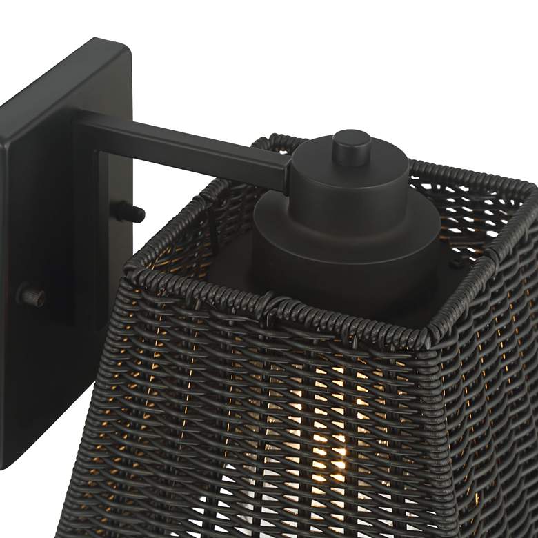 Image 3 Weaver 10 3/4" High Black Faux Rattan Wall Light more views