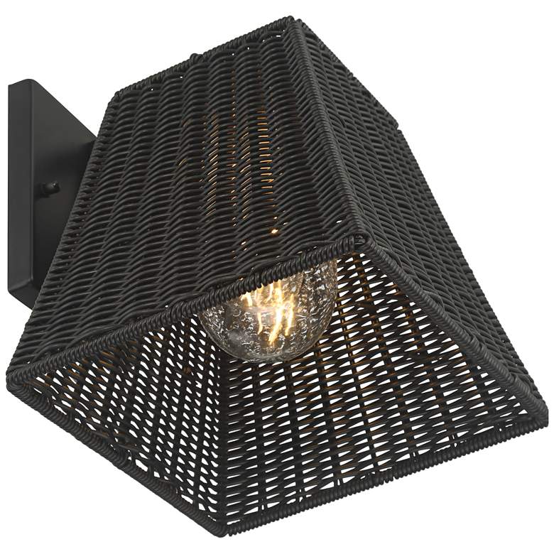 Image 4 Weaver 10 3/4" High Black Faux Rattan Wall Light more views