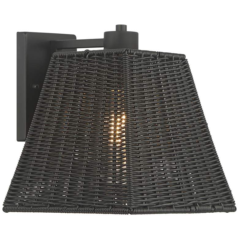 Image 7 Weaver 10 3/4" High Black Faux Rattan Wall Light more views