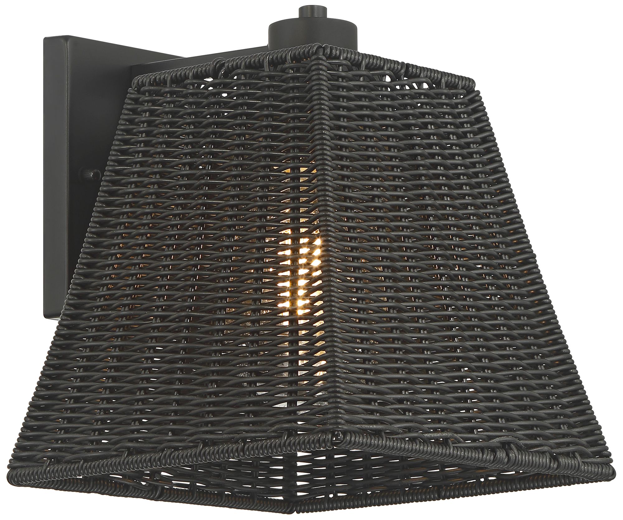 Weaver 10 3/4" High Black Faux Rattan Wall Light
