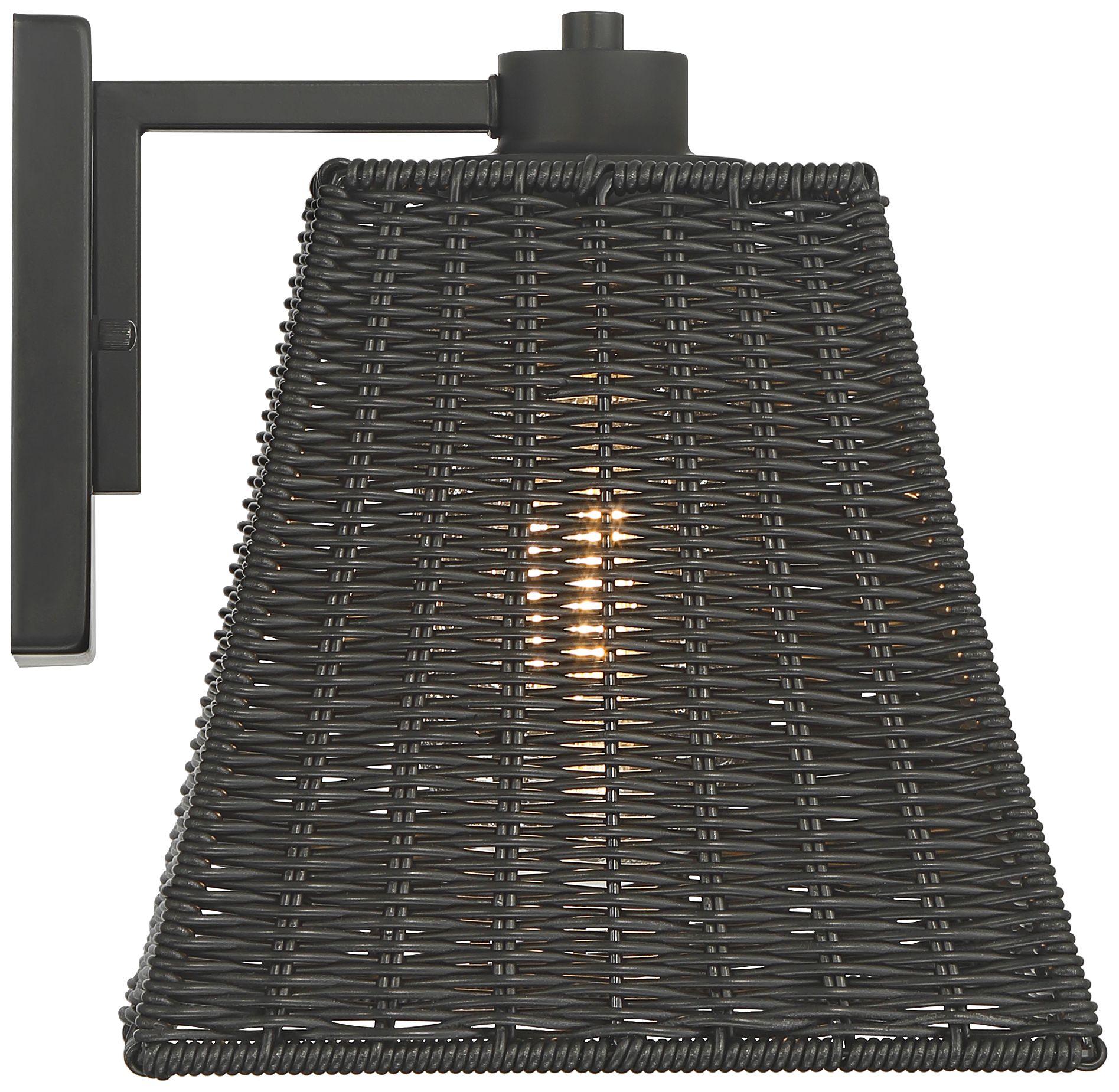 Weaver 10 3/4" High Black Faux Rattan Wall Light