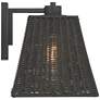 Weaver 10 3/4" High Black Faux Rattan Wall Light