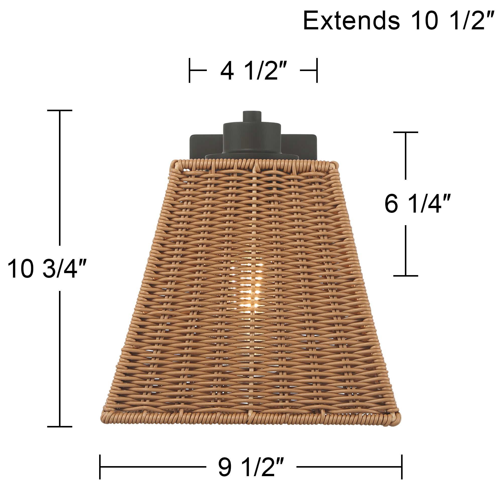 Weaver 10 3/4" High Brown Faux Rattan Wall Light