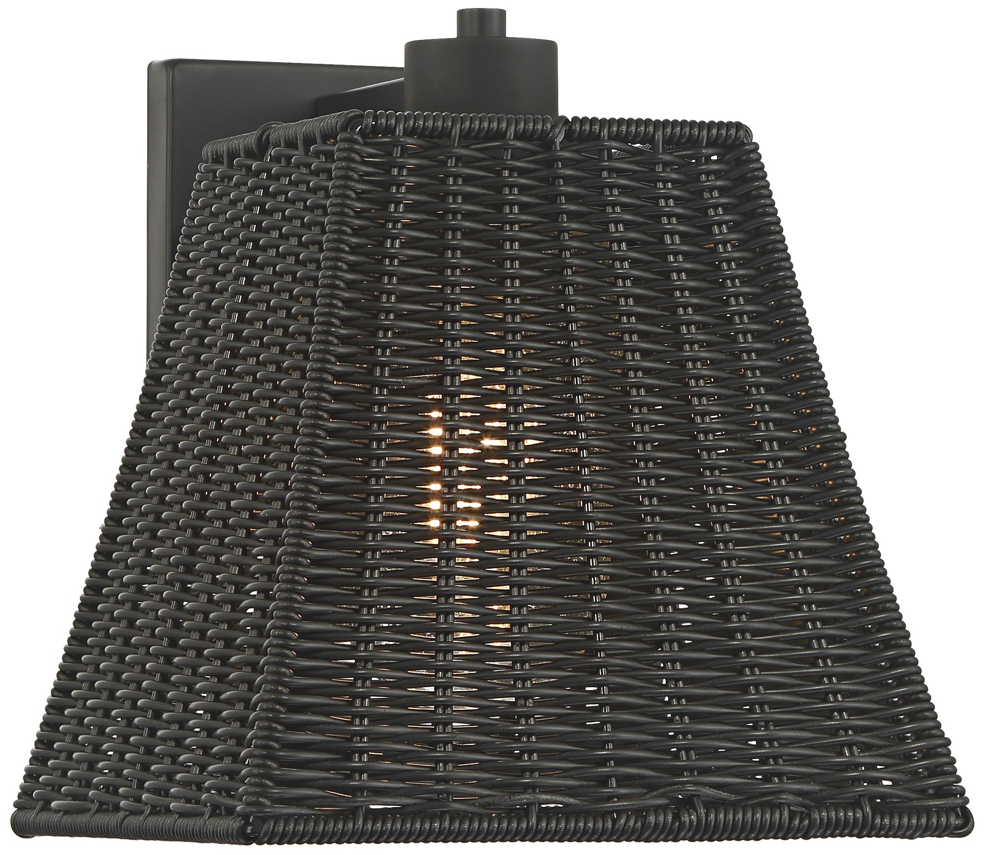 Image 2 Weaver 10 3/4" High Matte Black Faux Rattan Wall Light