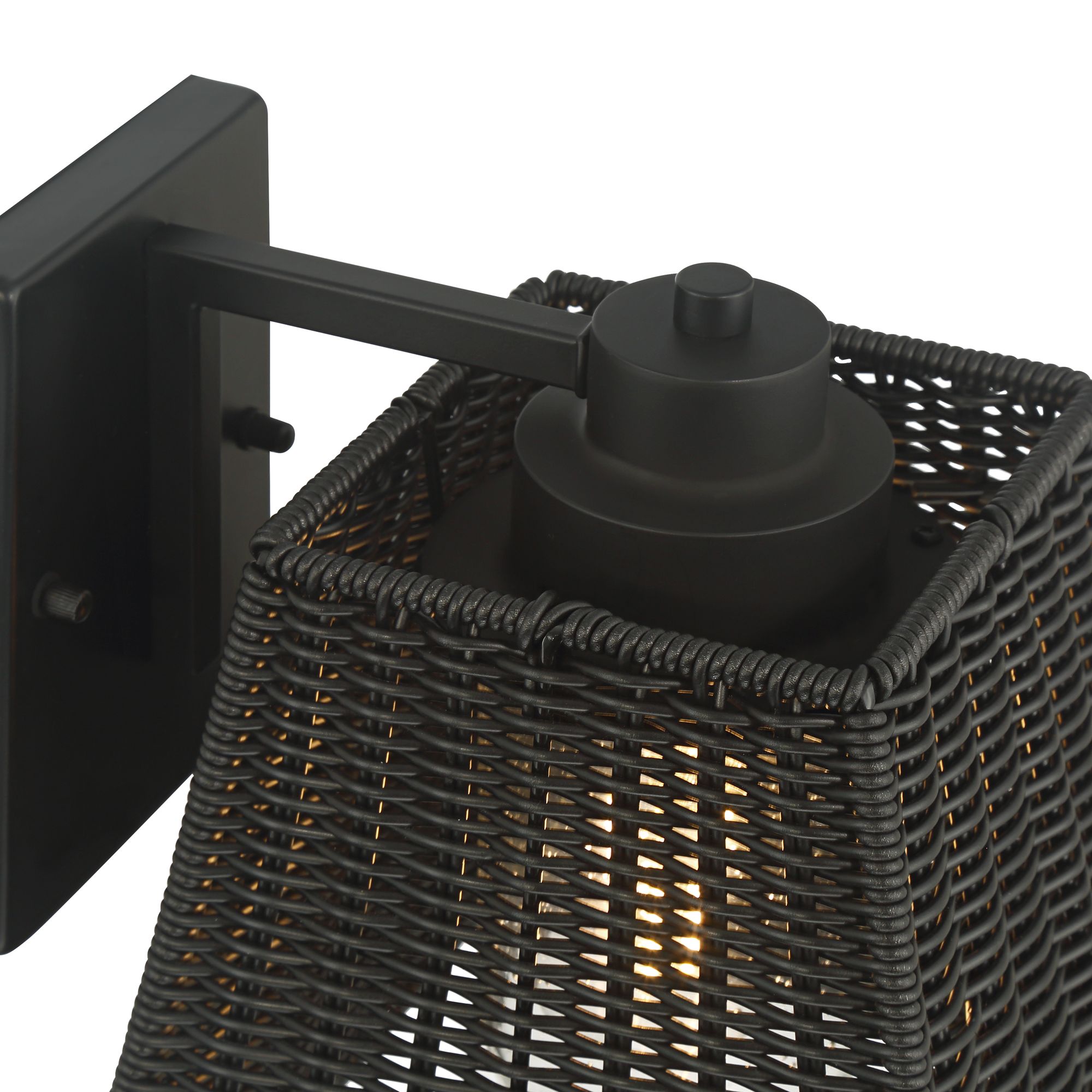 Image 3 Weaver 10 3/4" High Matte Black Faux Rattan Wall Light more views