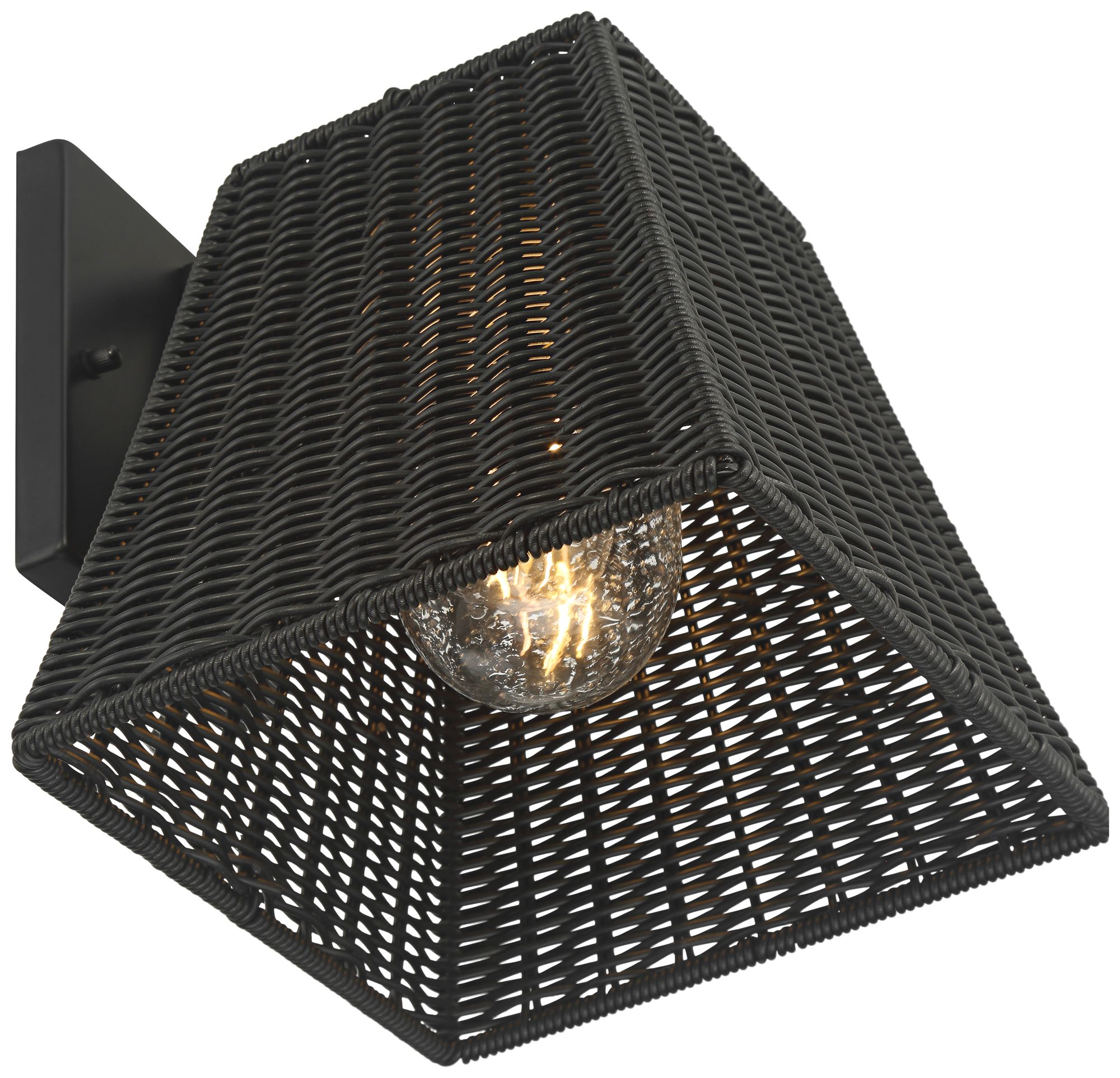 Image 4 Weaver 10 3/4" High Matte Black Faux Rattan Wall Light more views