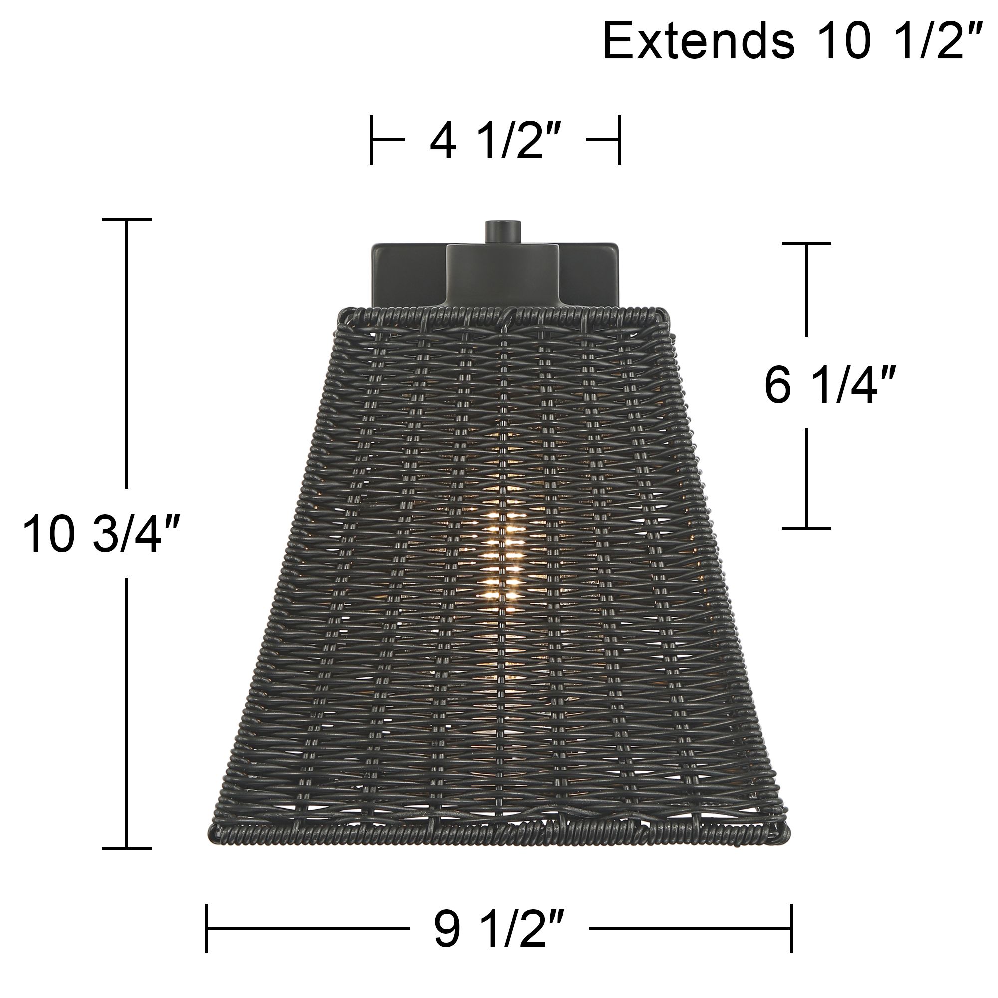 Weaver 10 3/4" High Matte Black Faux Rattan Wall Light