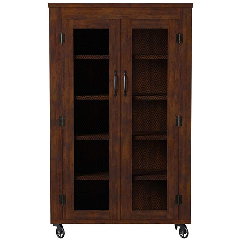 Image 2 Weaver 52" Vintage Walnut 5-Shelf Rolling Storage Cabinet more views