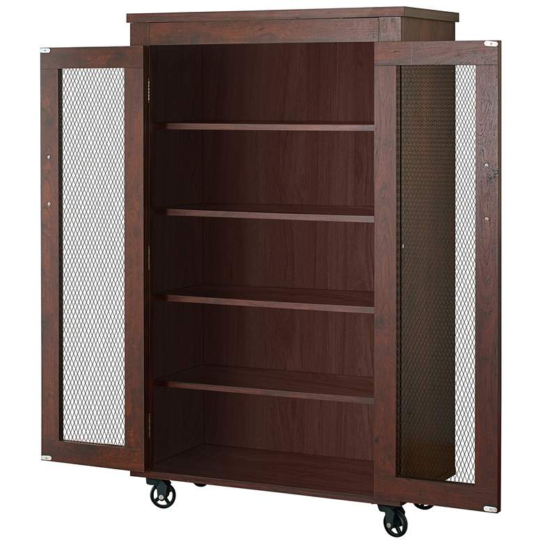 Image 4 Weaver 52" Vintage Walnut 5-Shelf Rolling Storage Cabinet more views