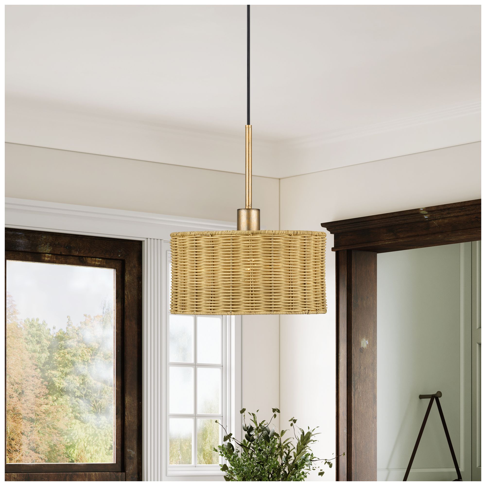 Weavington 1 Light Antique Gold Leaf Pendant
