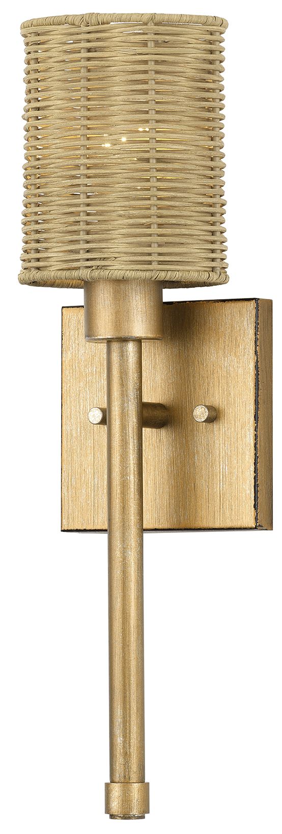 Image 2 Weavington 1 Light Antique Gold Leaf Single ADA Sconce