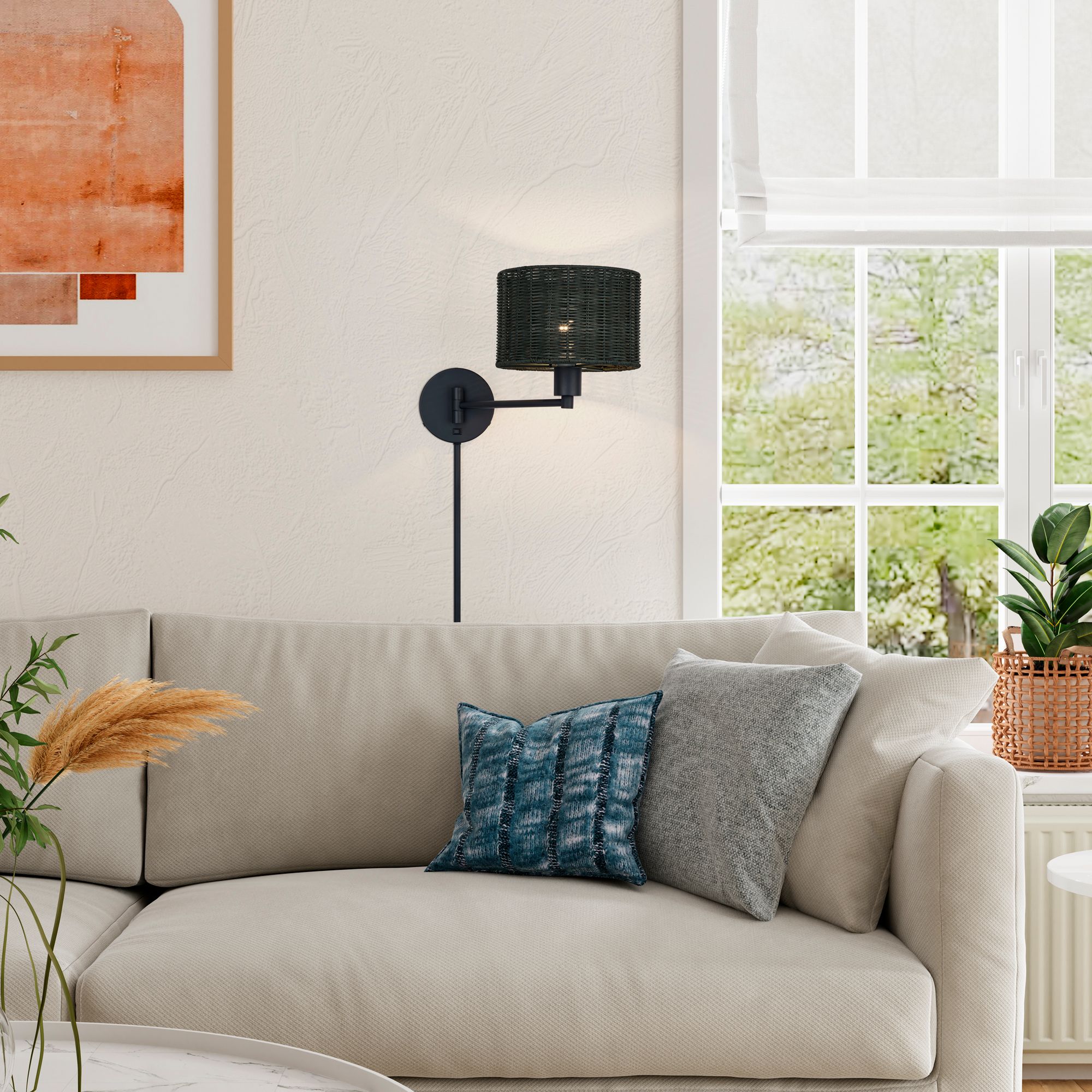 Weavington 1 Light Black Swing Arm Wall Lamp