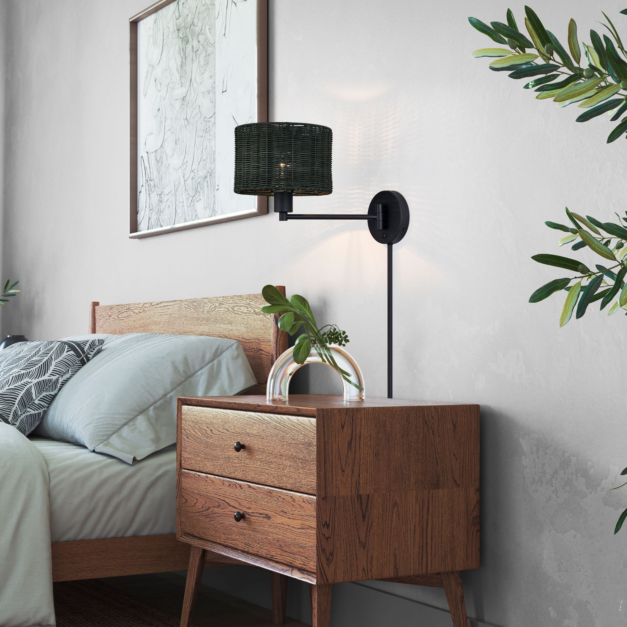 Weavington 1 Light Black Swing Arm Wall Lamp