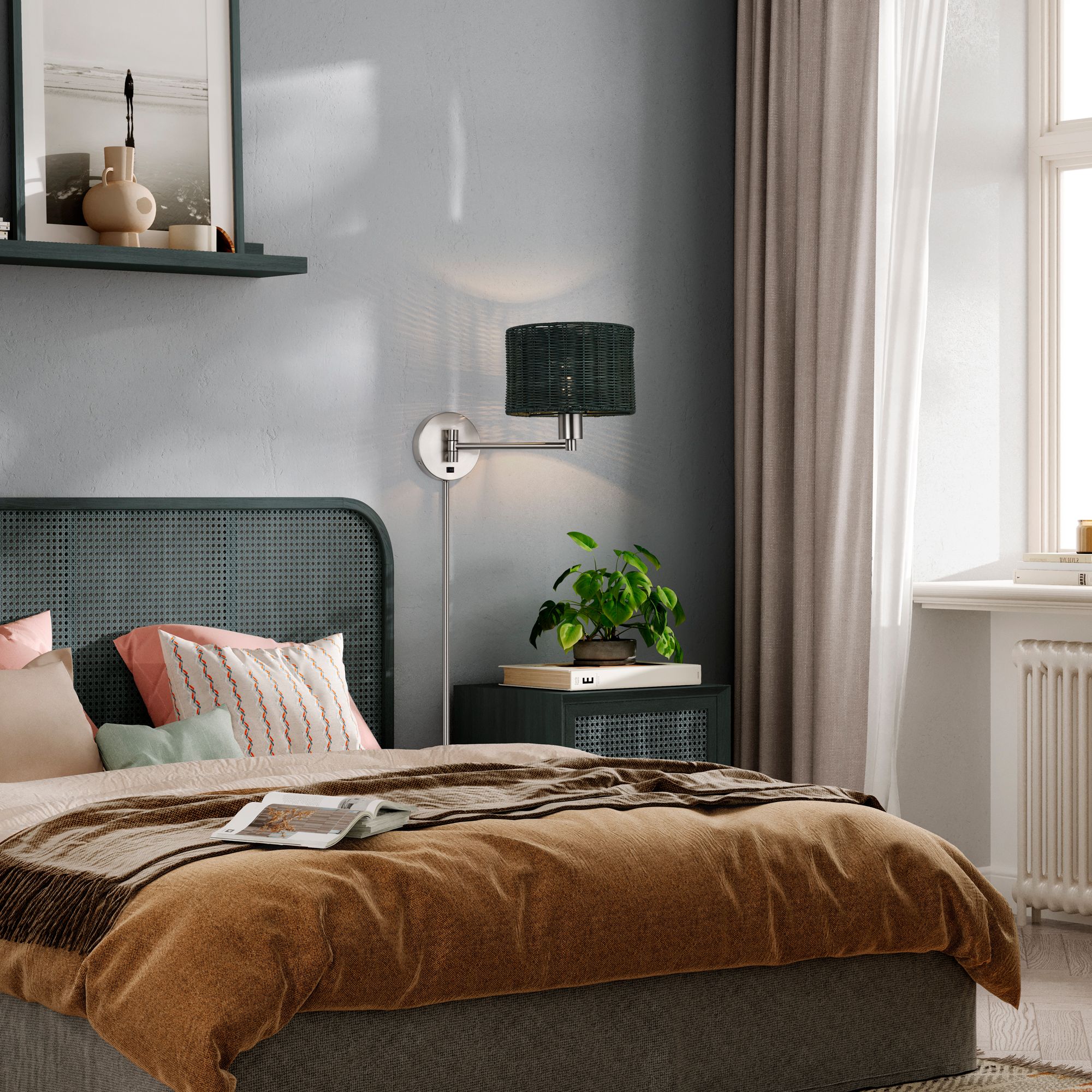 Weavington 1 Light Brushed Nickel Swing Arm Wall Lamp