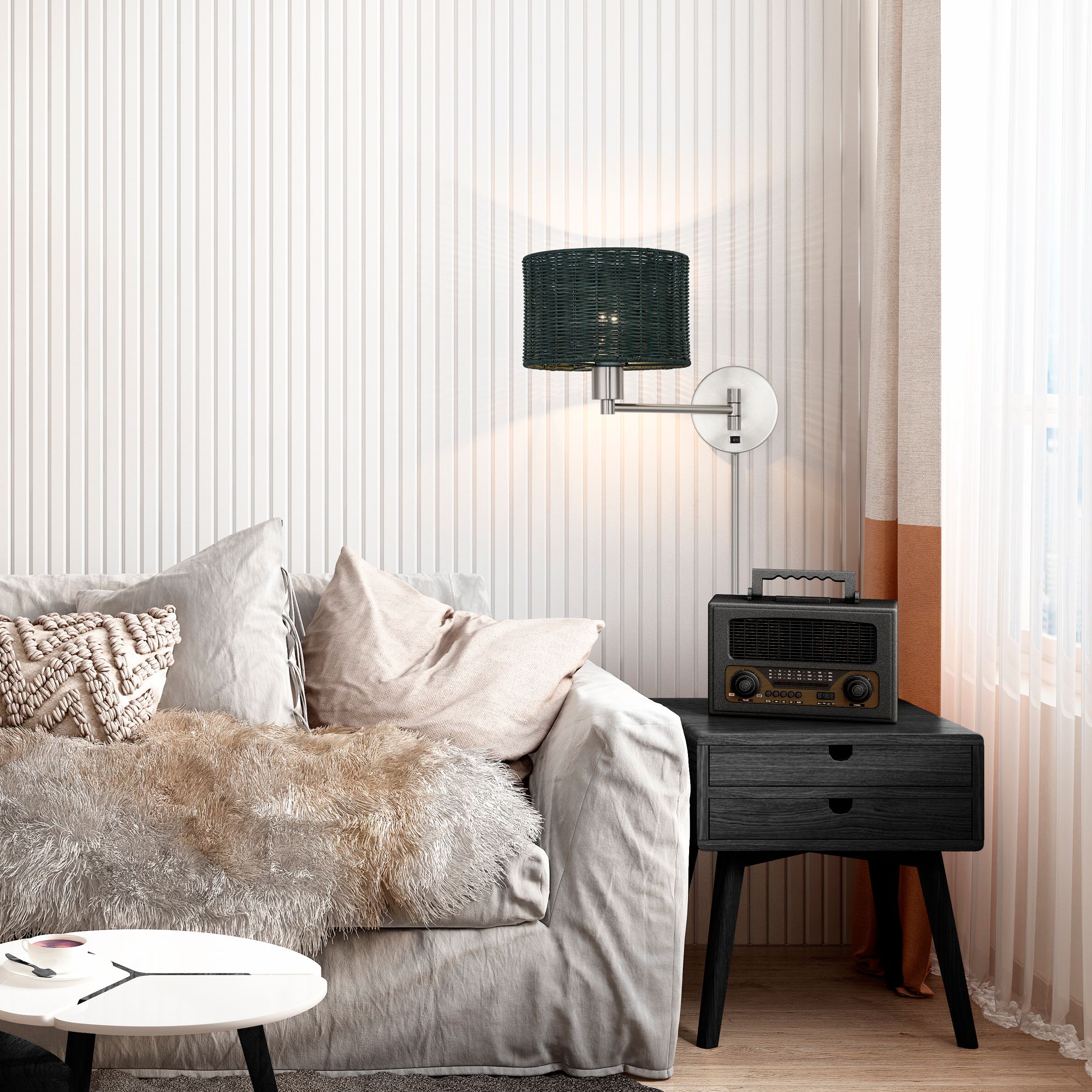 Weavington 1 Light Brushed Nickel Swing Arm Wall Lamp