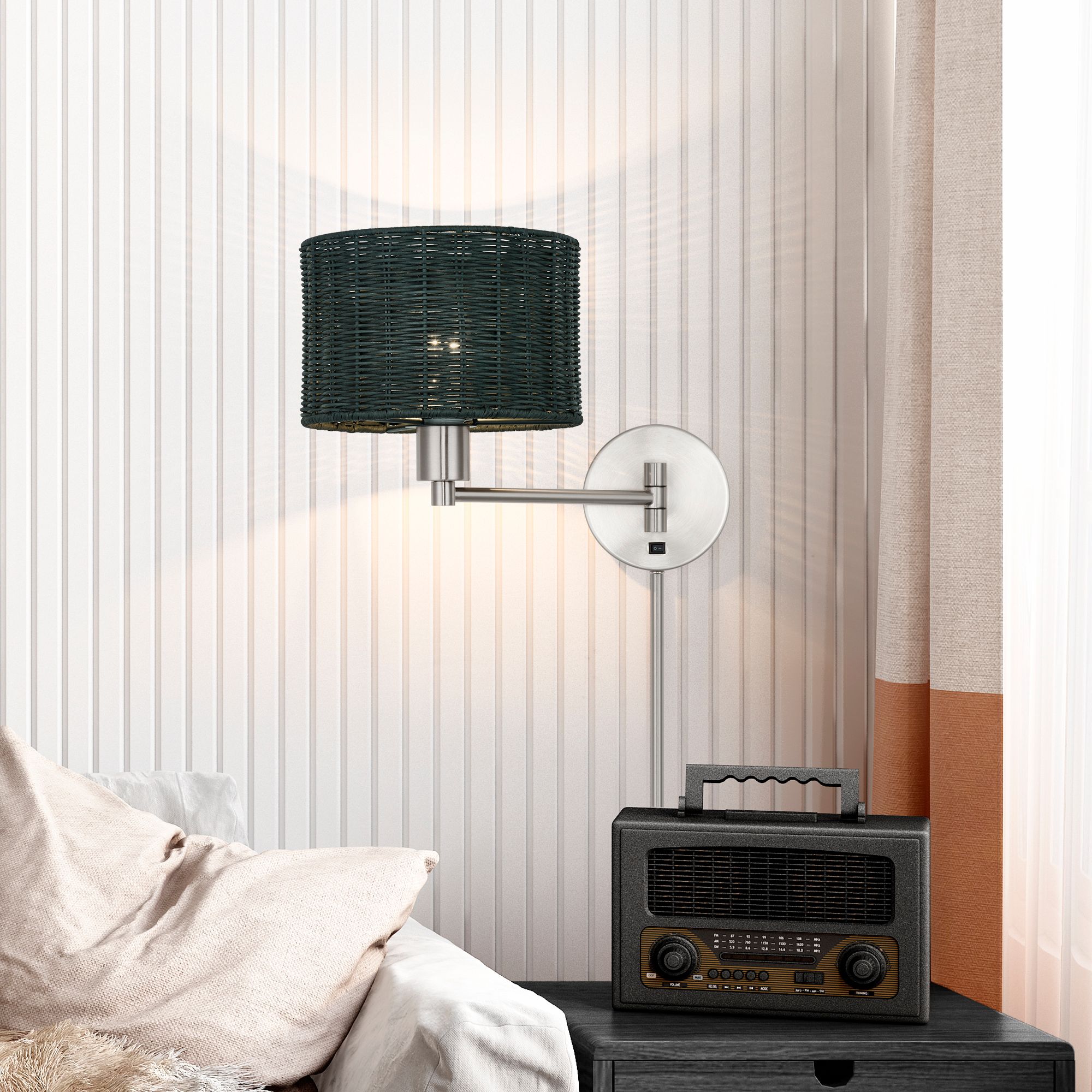 Weavington 1 Light Brushed Nickel Swing Arm Wall Lamp