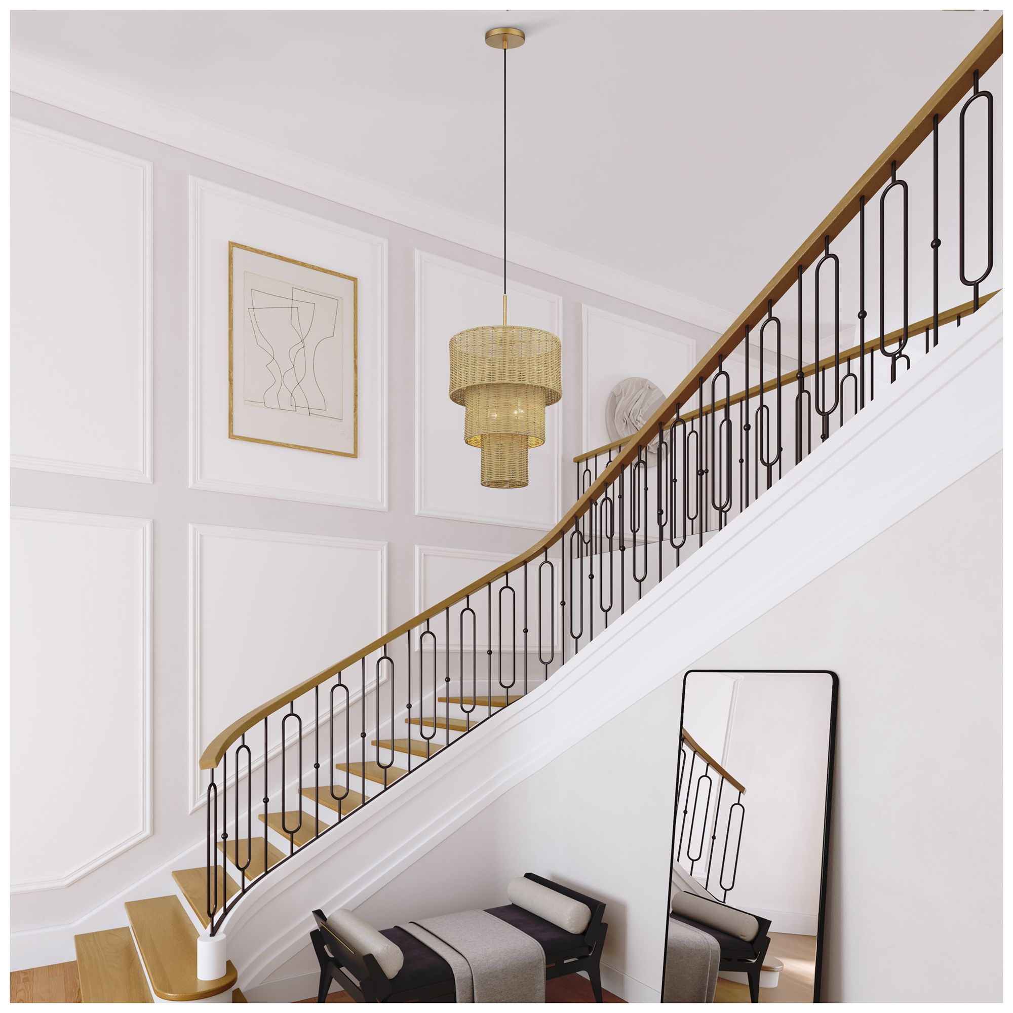 Weavington 2 Light Antique Gold Leaf Pendant