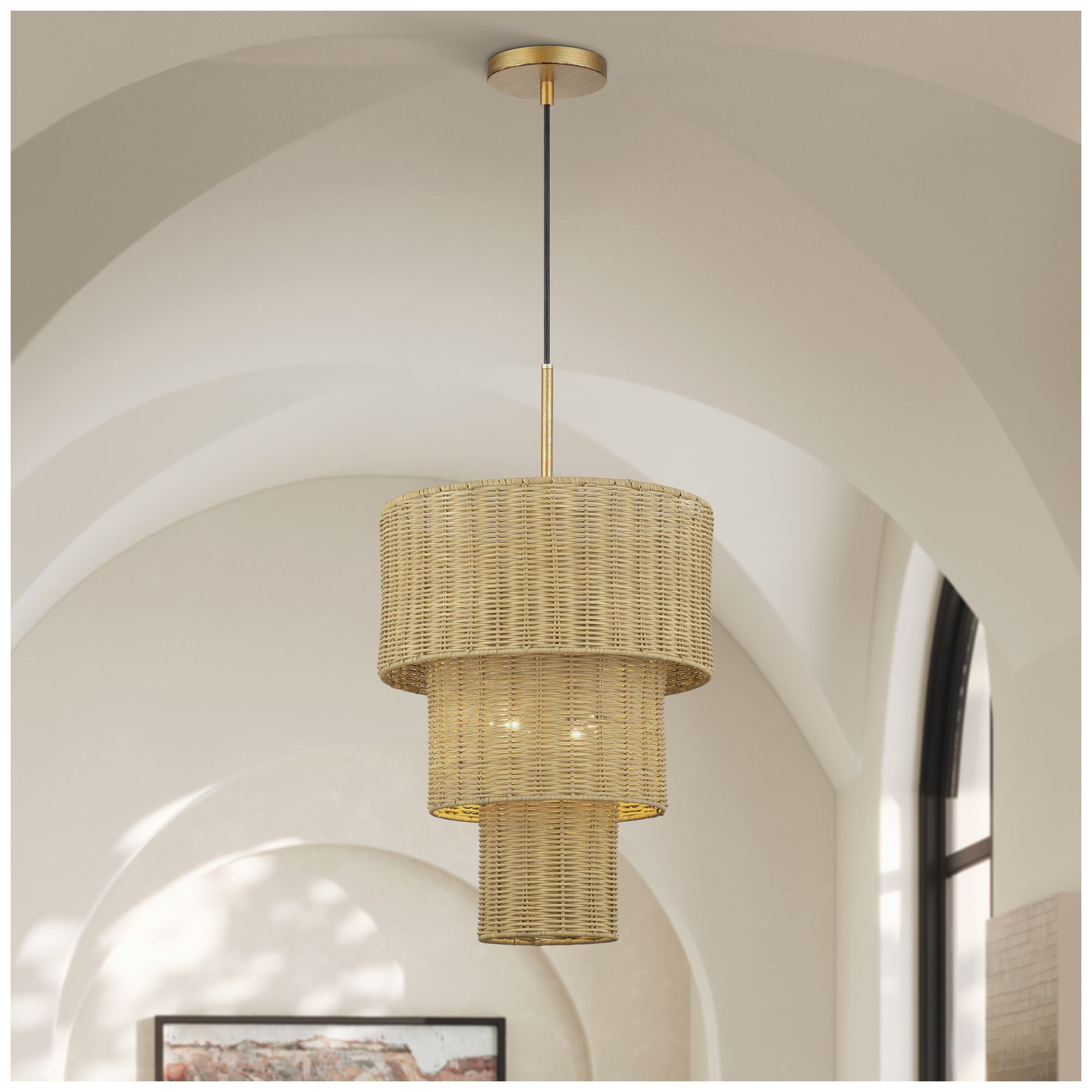 Weavington 2 Light Antique Gold Leaf Pendant