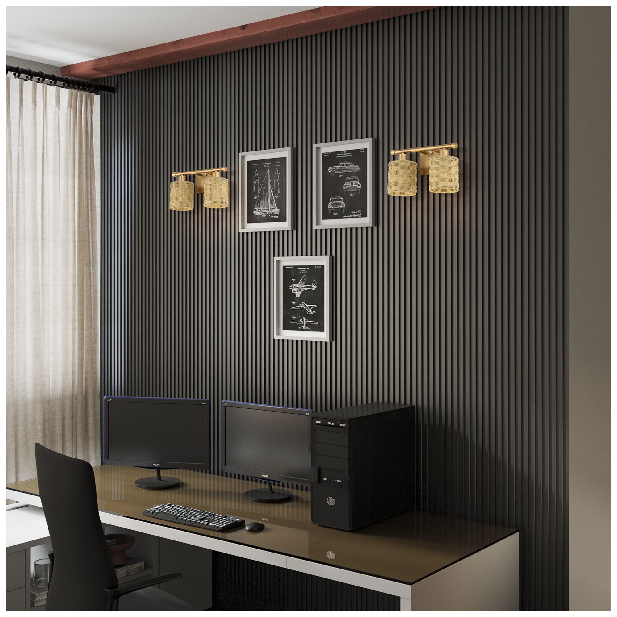 Weavington 2 Light Antique Gold Leaf Vanity Sconce