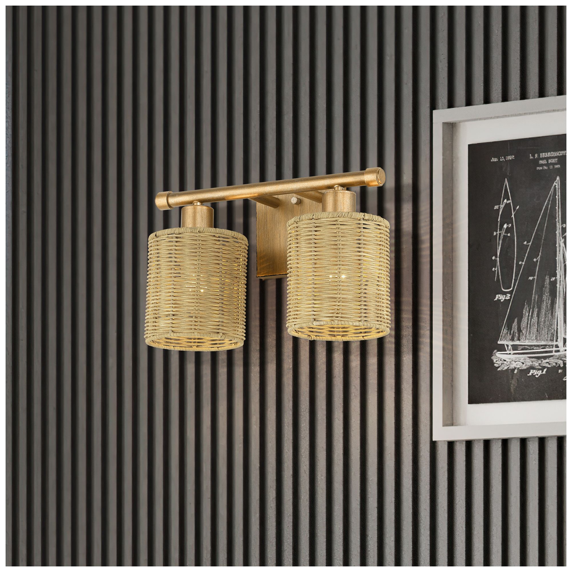 Weavington 2 Light Antique Gold Leaf Vanity Sconce