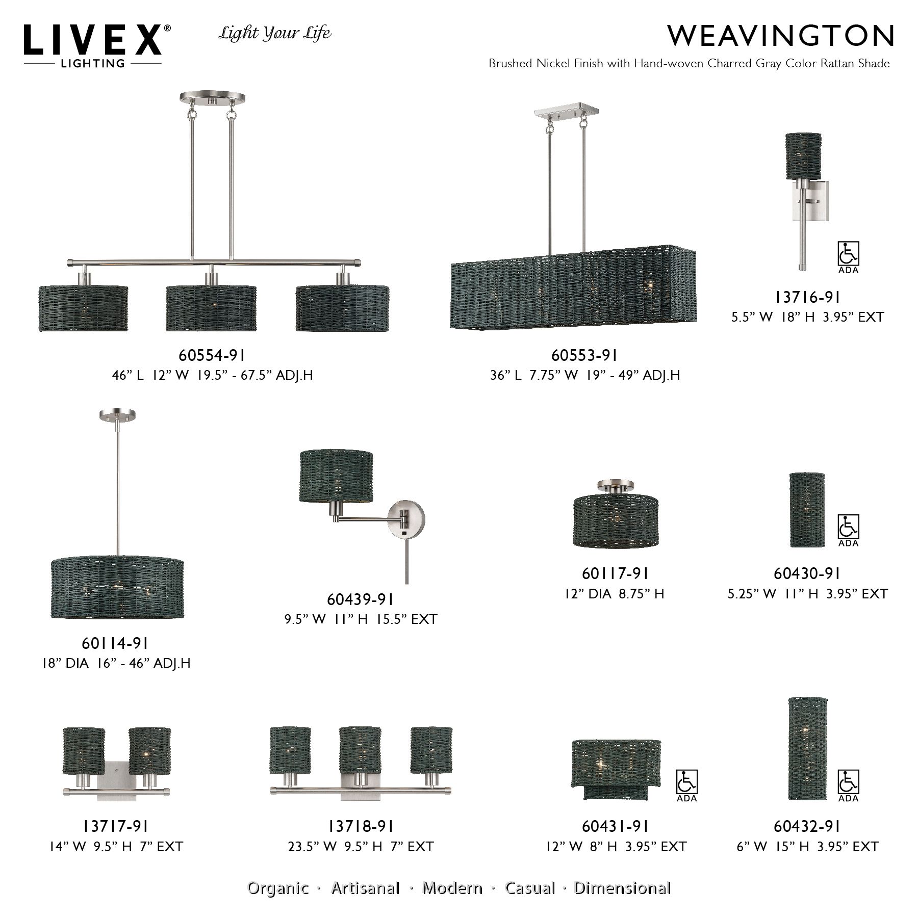 Weavington 2 Light Brushed Nickel ADA Sconce