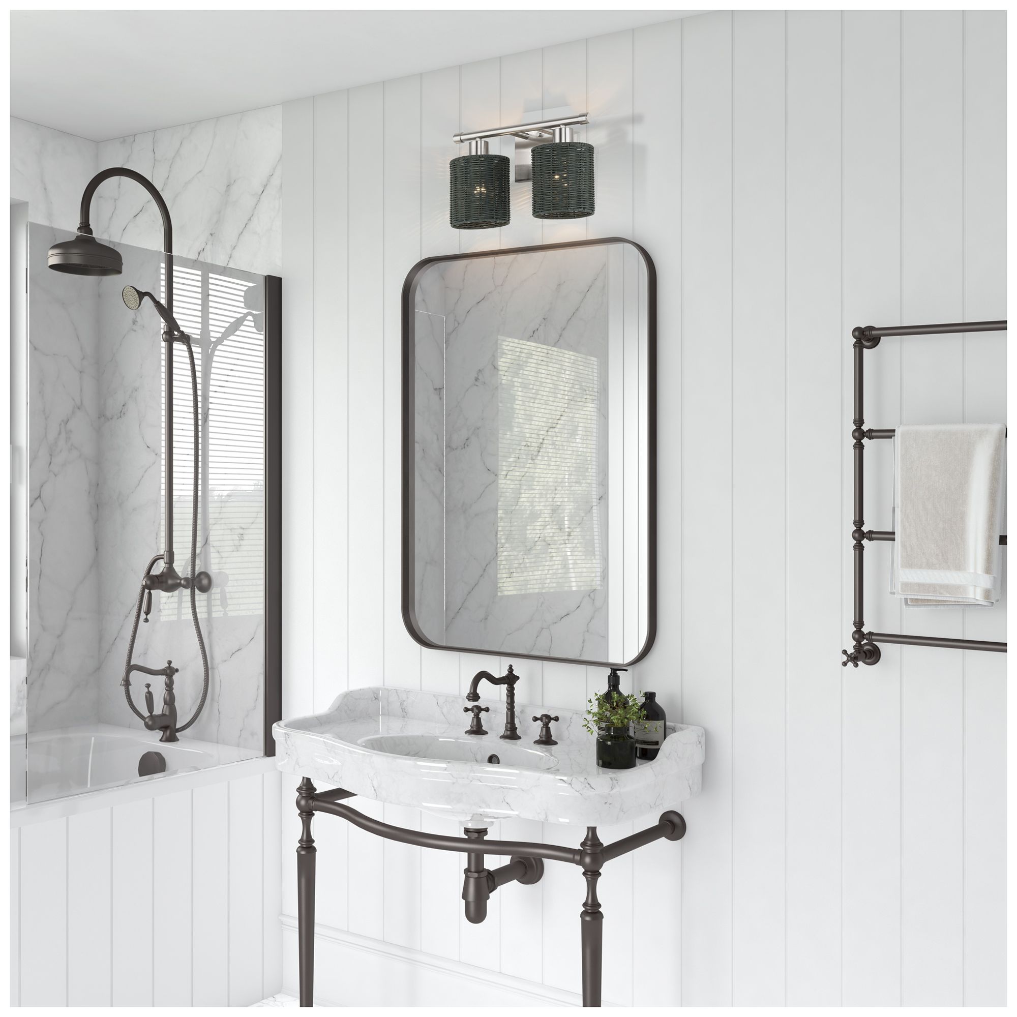 Weavington 2 Light Brushed Nickel Vanity Sconce