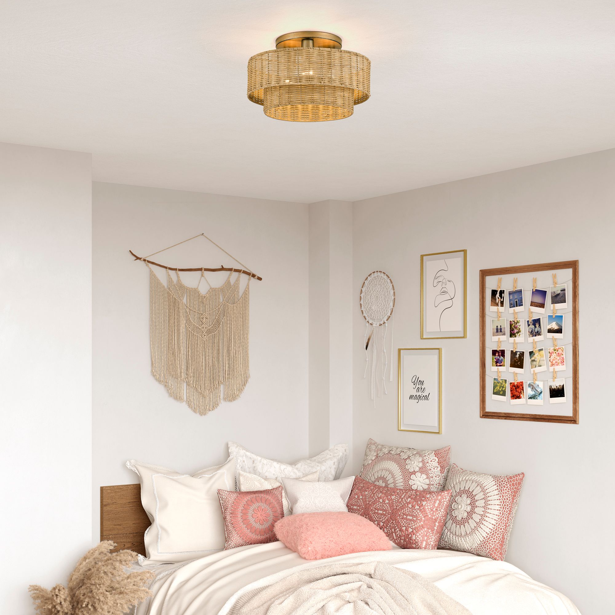 Weavington 3 Light Antique Gold Leaf Lar