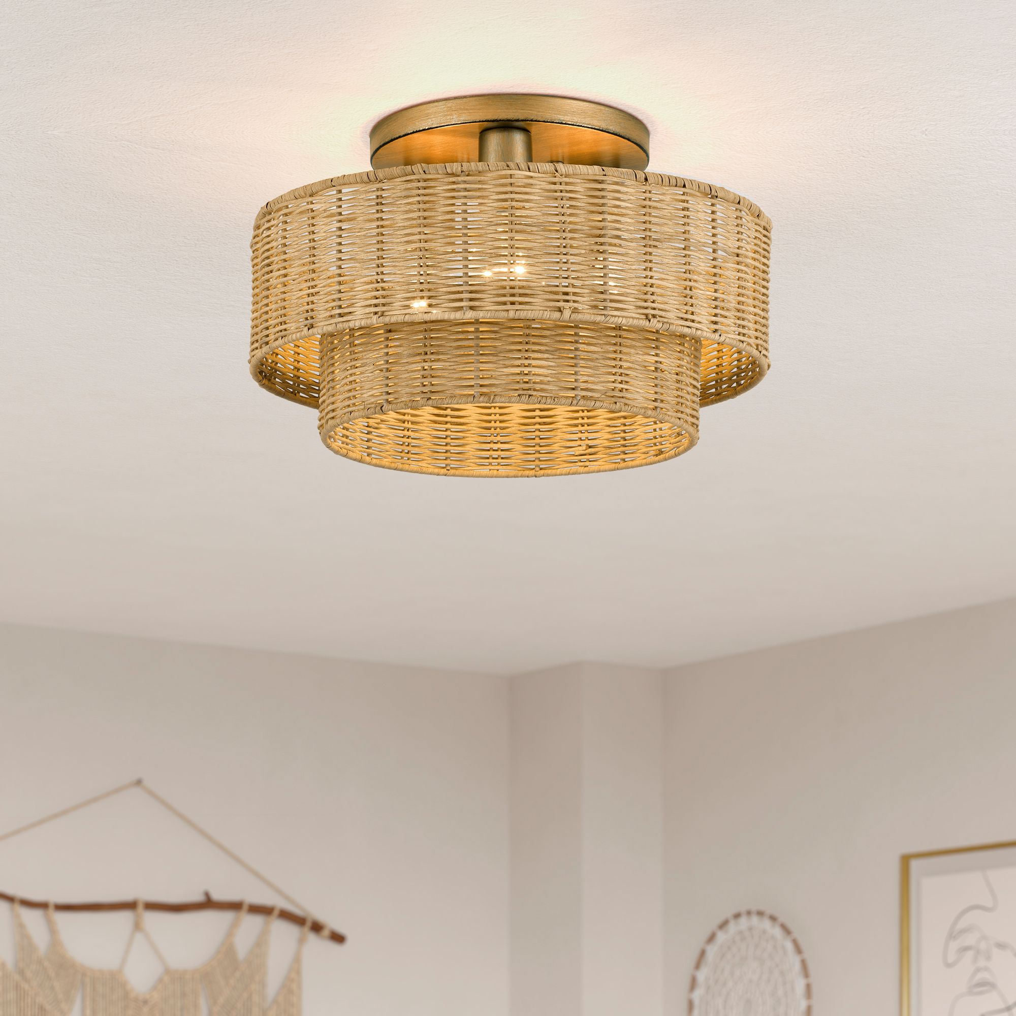 Weavington 3 Light Antique Gold Leaf Lar