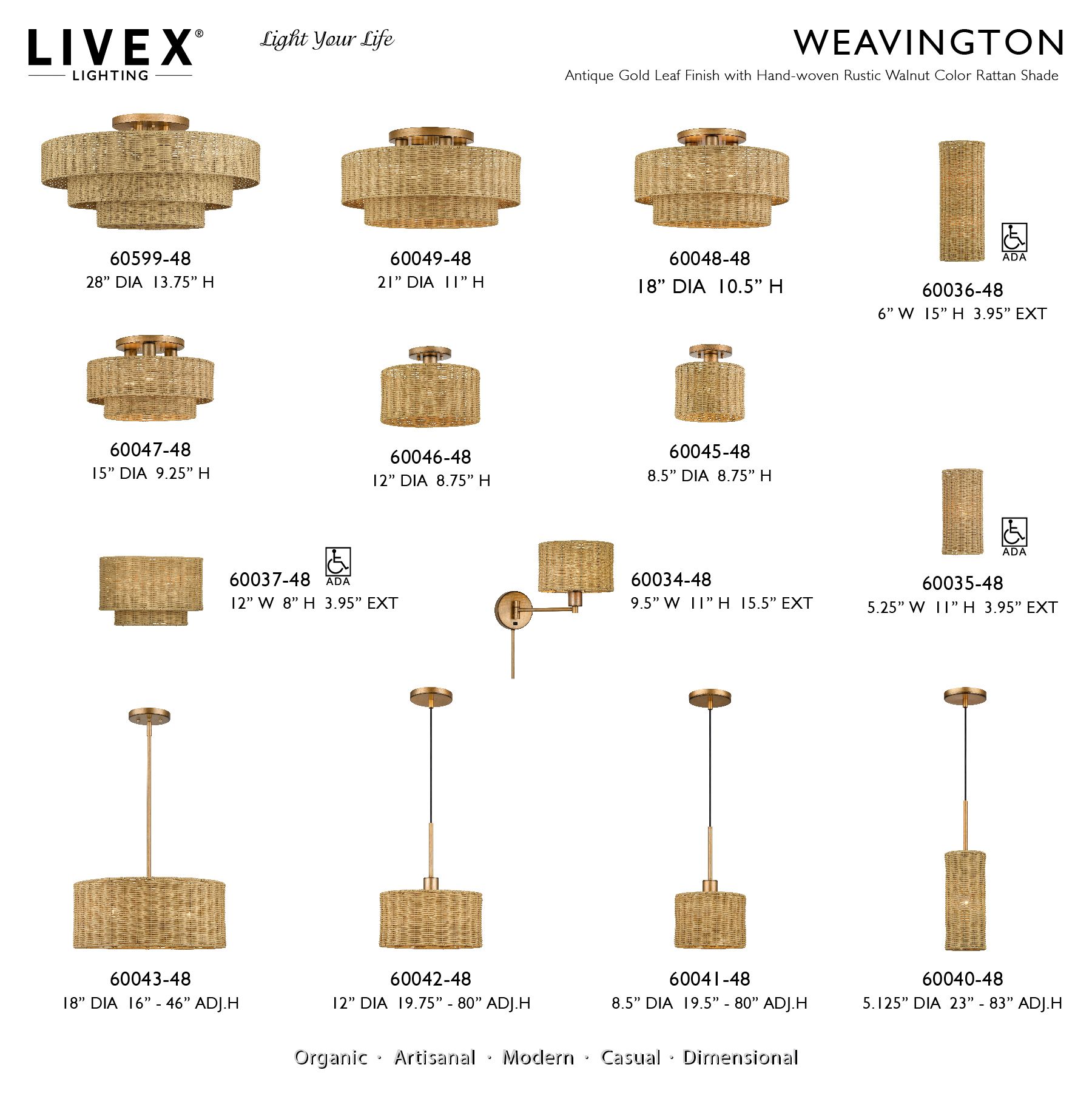 Weavington 3 Light Antique Gold Leaf Lar