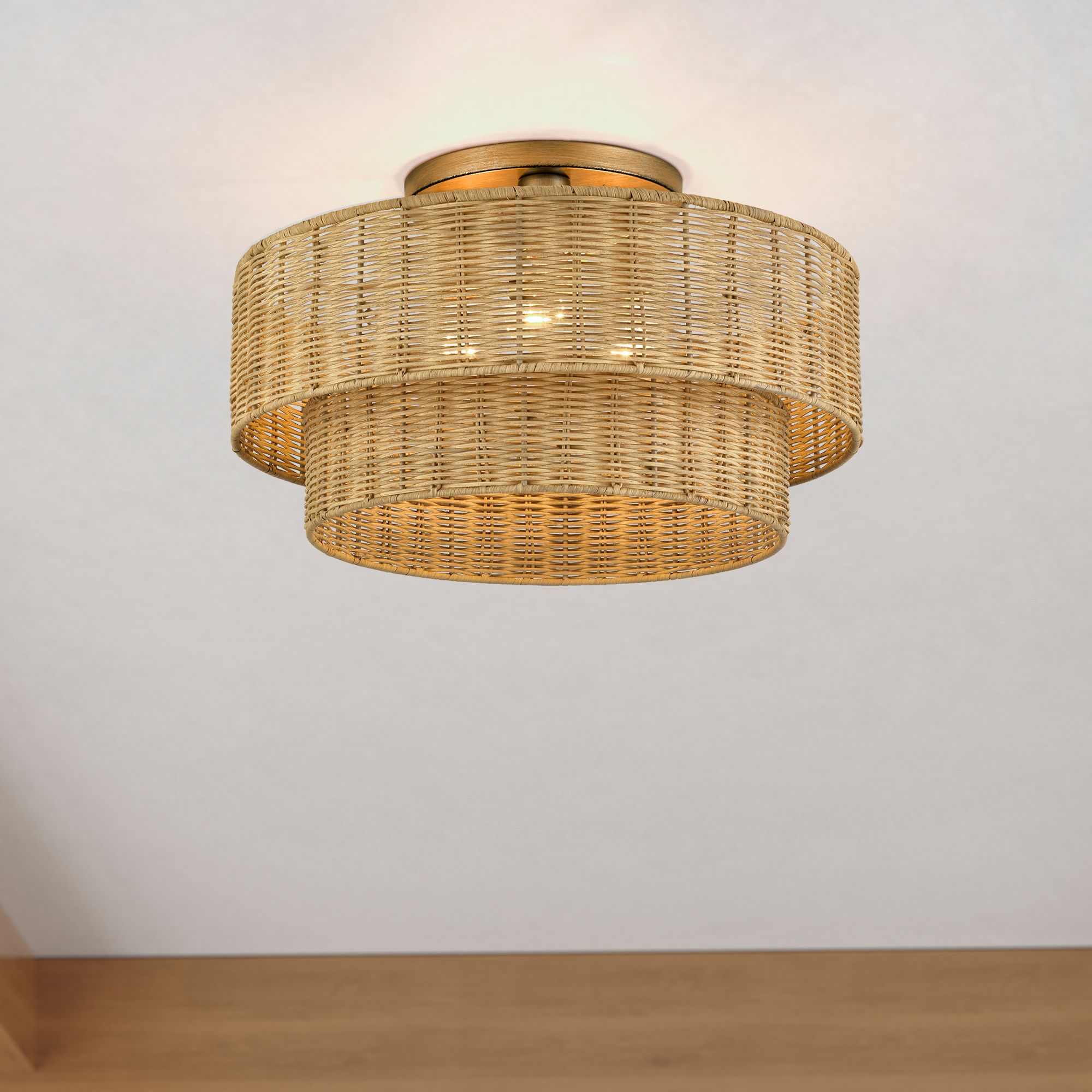 Weavington 3 Light Antique Gold Leaf Lar