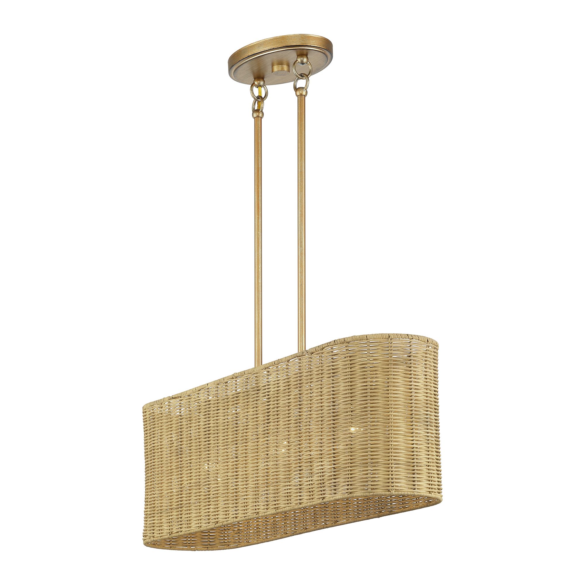 Image 5 Weavington 3 Light Antique Gold Leaf Medium Linear Chandelier more views