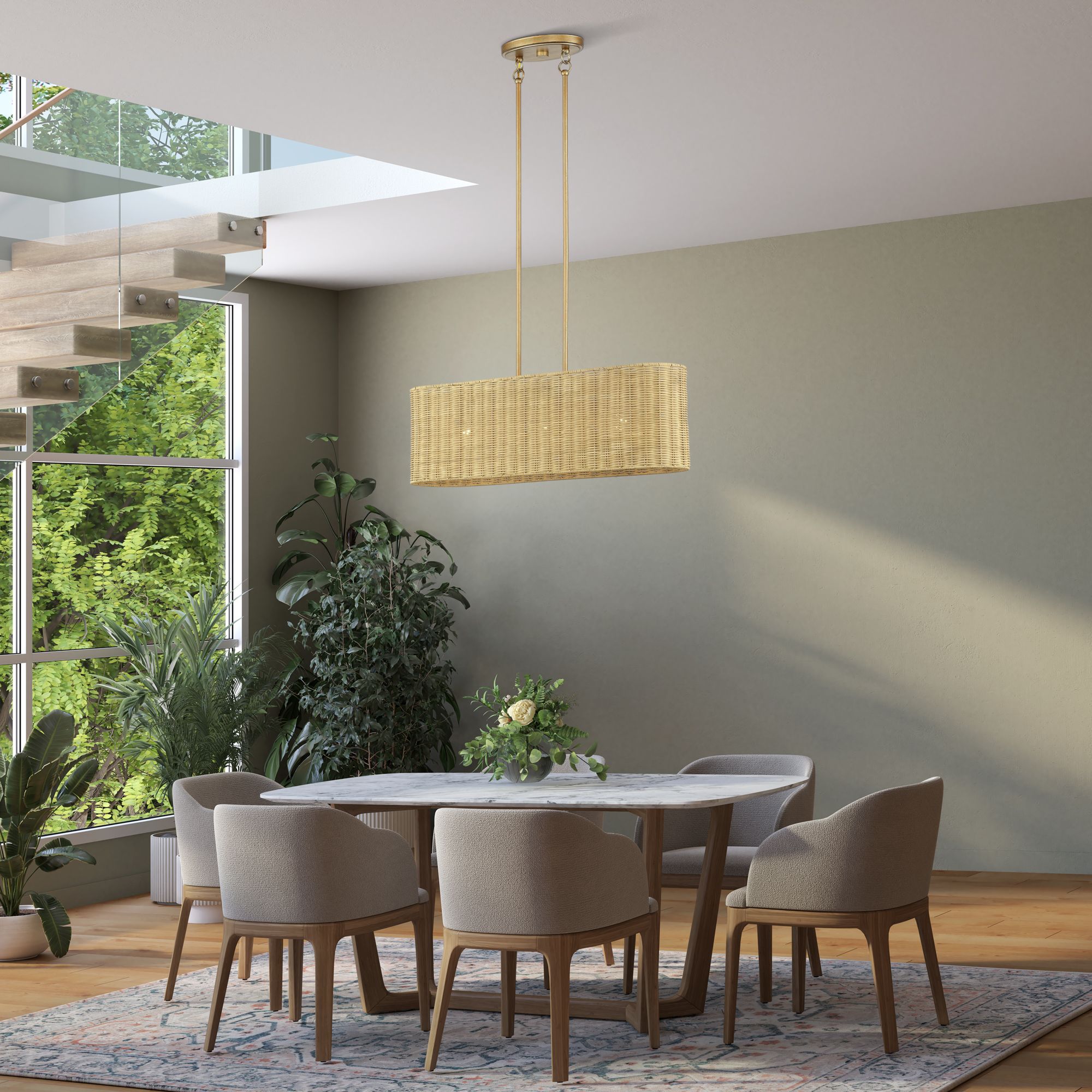 Weavington 3 Light Antique Gold Leaf Medium Linear Chandelier
