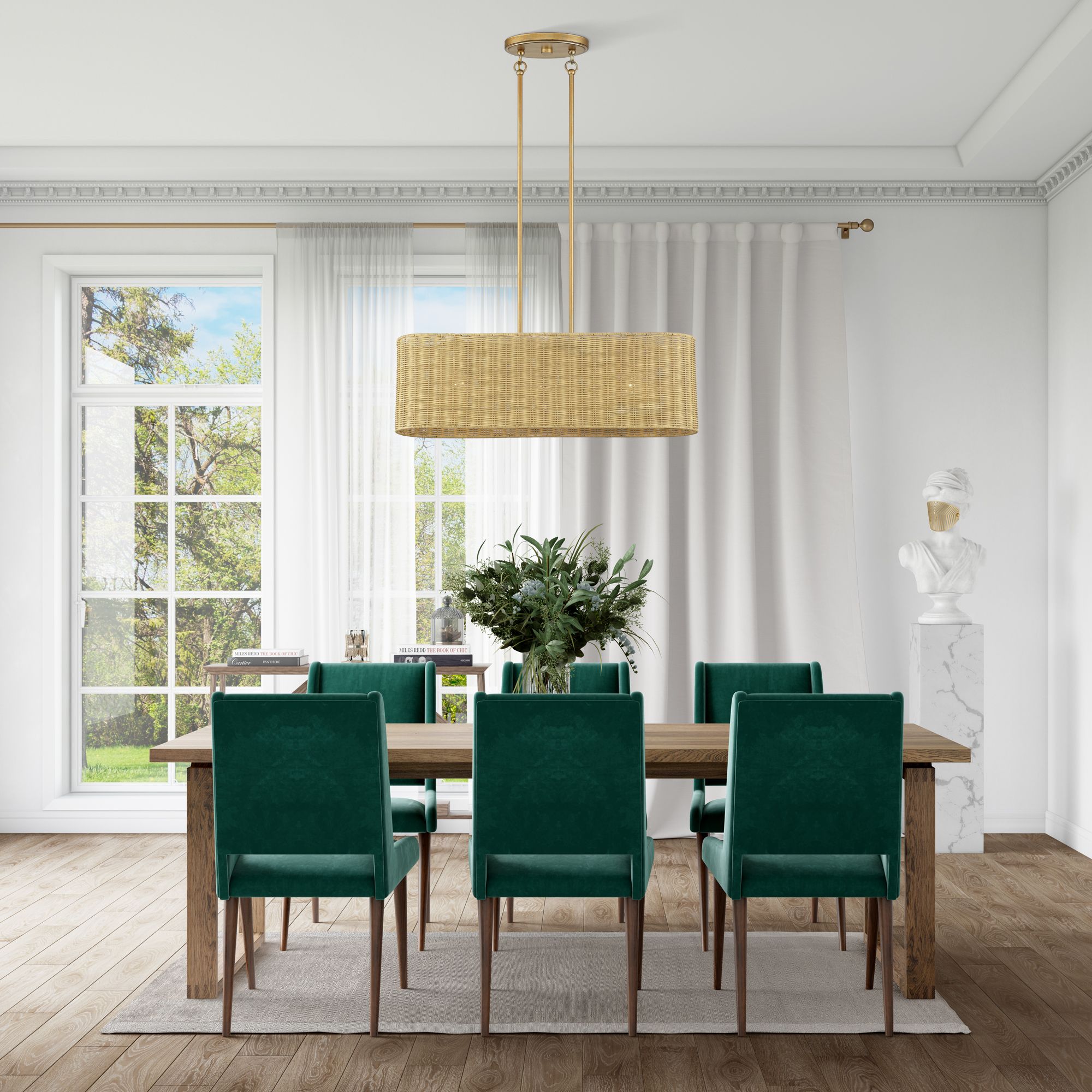 Weavington 3 Light Antique Gold Leaf Medium Linear Chandelier