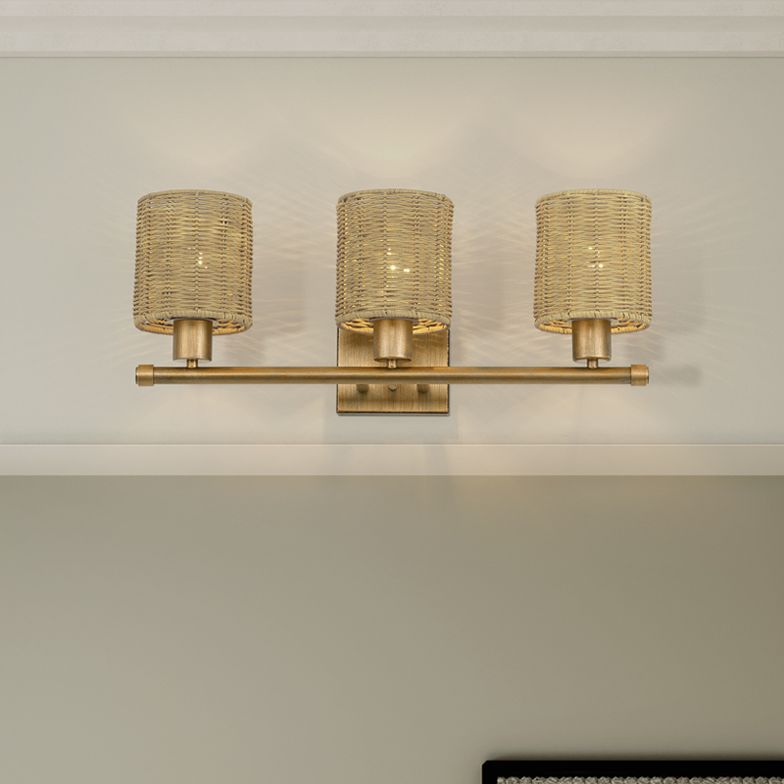Weavington 3 Light Antique Gold Leaf Vanity Sconce