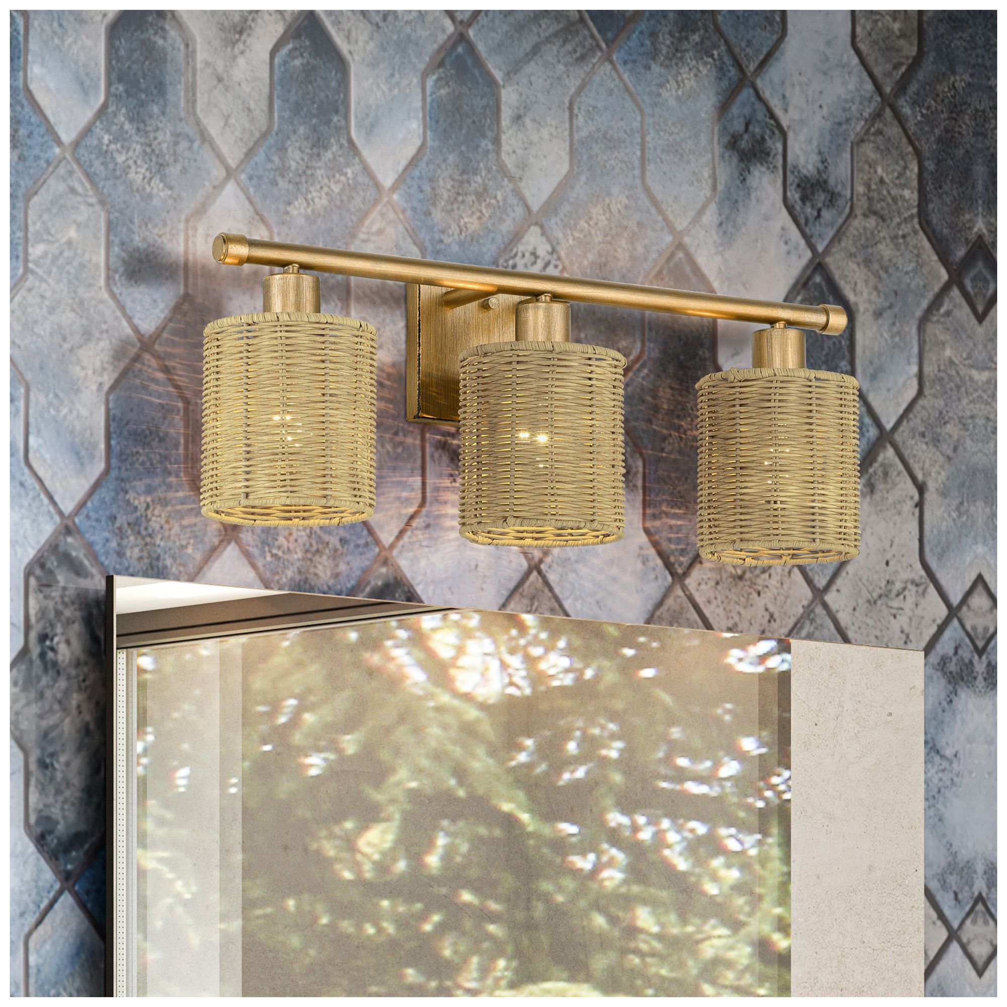 Weavington 3 Light Antique Gold Leaf Vanity Sconce