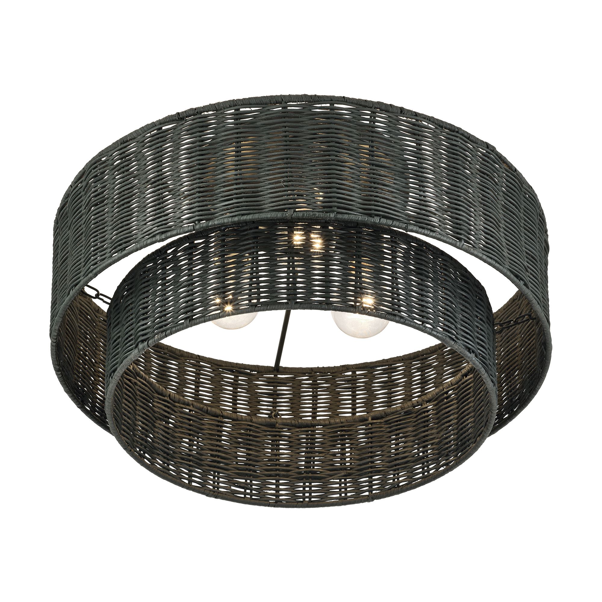 Image 6 Weavington 3 Light Black Large Semi-Flus more views